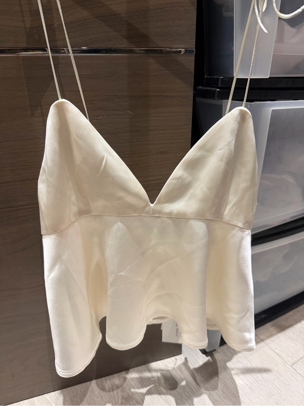 Something Navy Cream Satin V-Neck Spaghetti Strap Camisole